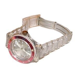 Vtg Watch Stainless Steel Case Pink Case Ring 100' Water Resistant TGHK 91-261